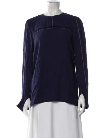 Pre-owned Marni Crew Neck Long Sleeve Blouse In Blue