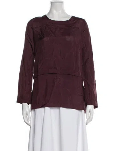 Pre-owned Marni Crew Neck Long Sleeve Blouse In Burgundy