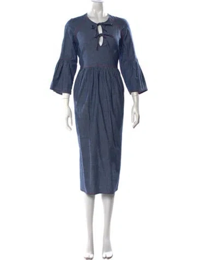 Pre-owned Marni Crew Neck Midi Length Dress In Blue