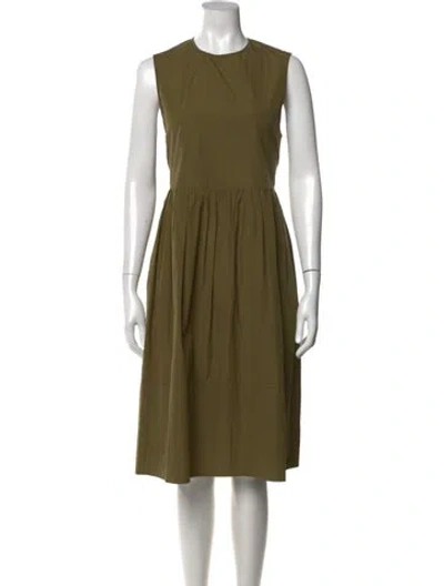 Pre-owned Marni Crew Neck Midi Length Dress In Green