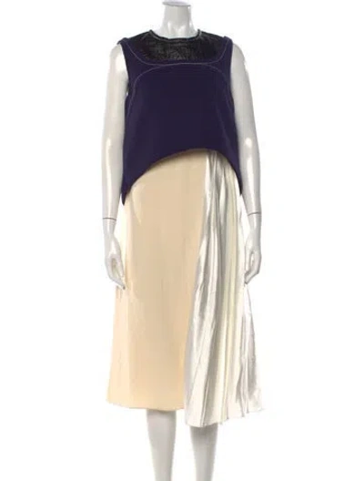 Pre-owned Marni Crew Neck Midi Length Dress In Neutrals