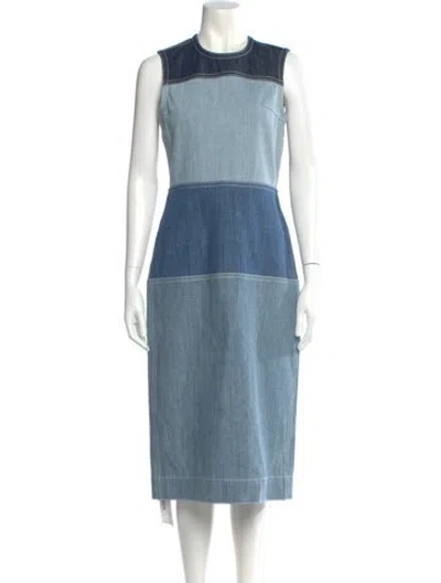 Pre-owned Marni Crew Neck Midi Length Dress W/ Tags In Blue