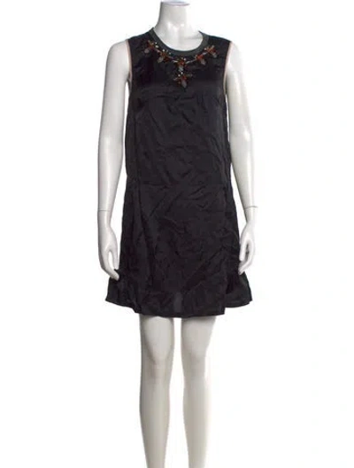 Pre-owned Marni Crew Neck Mini Dress In Black