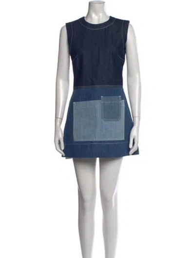 Pre-owned Marni Crew Neck Mini Dress In Blue