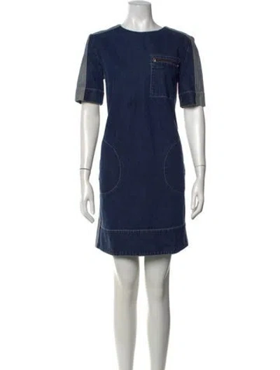 Pre-owned Marni Crew Neck Mini Dress In Blue