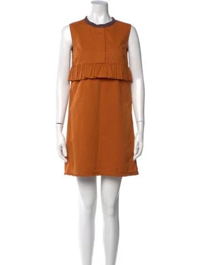 Pre-owned Marni Crew Neck Mini Dress In Orange