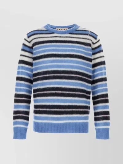 MARNI CREW NECK MOHAIR BLEND SWEATER WITH EMBROIDERY