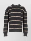 Marni Striped Wool Mohair Sweater In Gray