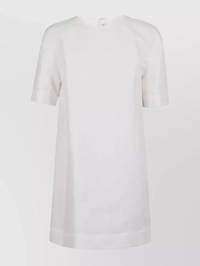 Marni Short-sleeve Cotton Minidress In Lily White