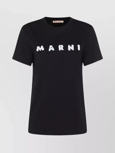 Marni Crew Neck Short Sleeves Top In Black