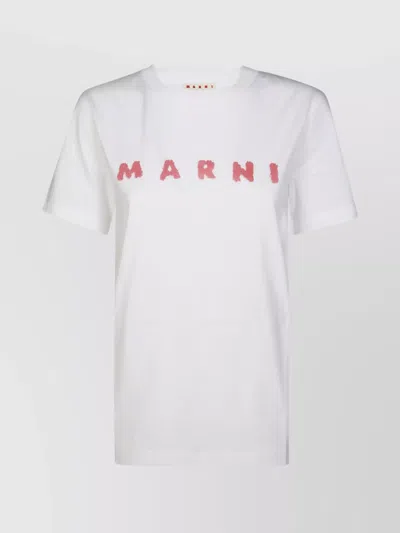 Marni Crew Neck Short Sleeves Top In White