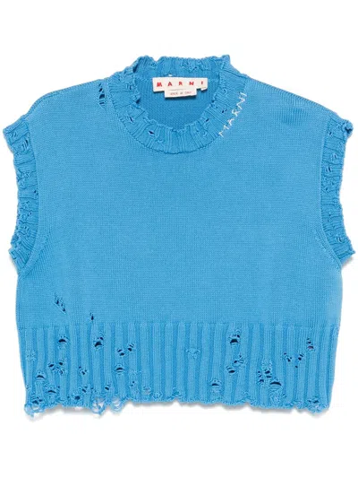 Marni Crew-neck Sleeveless Sweater In Blue