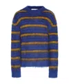 Shop Marni Crew-neck Striped Jumper In Blue