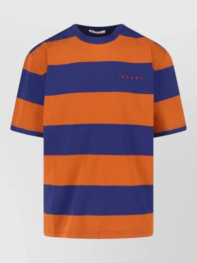 Marni Crew Neck Striped Short Sleeve T Shirt In Multi