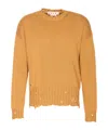 Marni Distressed Long Sleeve Ruffled Neckline Sweater