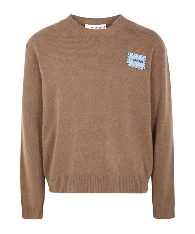 MARNI LOGO-PATCH CREW-NECK SWEATER