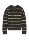 Marni Brushed Mohair Sweater With Multicolor Gauze Stripe Pattern In Gray