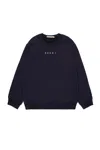 Marni Crew-neck Sweatshirt Branded With Logo In Blue