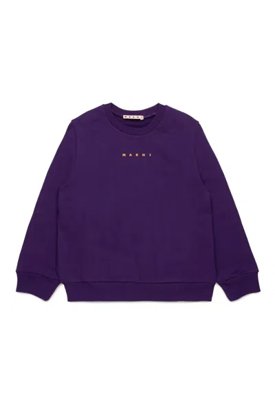 Marni Felpa Girocollo Con Logo In Violet