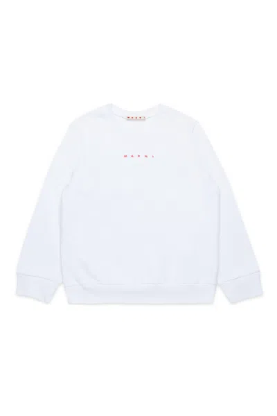 Marni Crew-neck Sweatshirt Branded With Logo In White