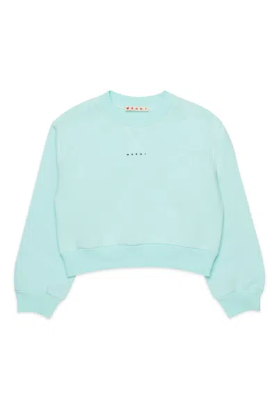 Marni Kids' Crew-neck Sweatshirt With Contrasting Seams In Blue