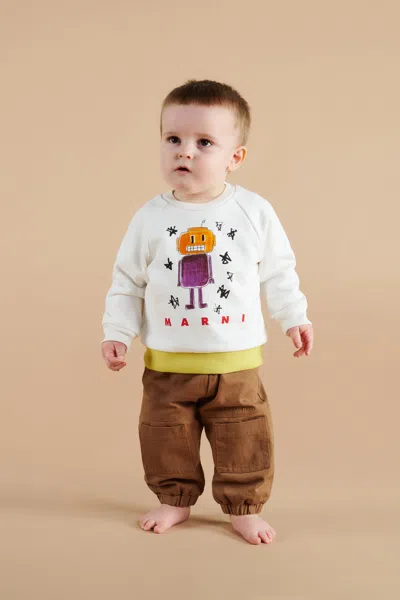 Marni Kids' Crew-neck Sweatshirt With Galaxy Print In White