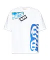 Marni Mens Lily White Mixed Media Patch Cotton-jersey T-shirt In White