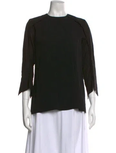 Pre-owned Marni Crew Neck Three-quarter Sleeve Blouse In Black