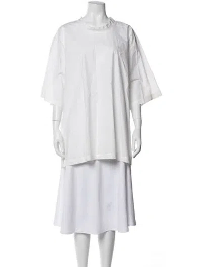 Pre-owned Marni Crew Neck Three-quarter Sleeve Top In White