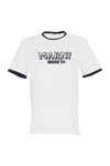 Marni Crew Neck T-shirt With Front Logo And Ribbed Accents In White