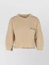 Marni Crew Neck Wool Sweater Embroidered In Brown