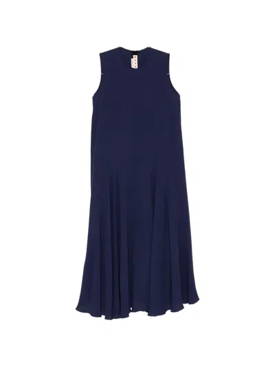 Marni Crew-neck Midi Dress In Blue