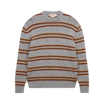 Pre-owned Marni Crewneck Striped Sweater 'inox' | Grey | Men's Size 50