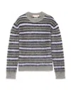 Marni Gray Fuzzy Wuzzy Striped Sweater In Antique Silver