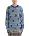 Marni Logo-intarsia Striped Knit Top In Blue