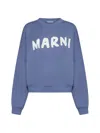 Marni Crewneck Sweatshirt With Logo In Blue