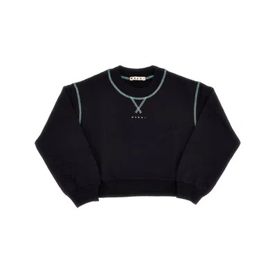 Marni Crewneck Sweatshirt With Logo Print Kids In Blue