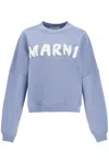Marni Crewneck Sweatshirt With Logo In Shadow (light Blue)