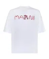 Marni Cotton T-shirt With Flocked Animal Alphabet Logo In White