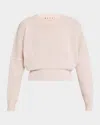 Marni Crewneck Wool-cashmere Crop Sweater In Lightpink