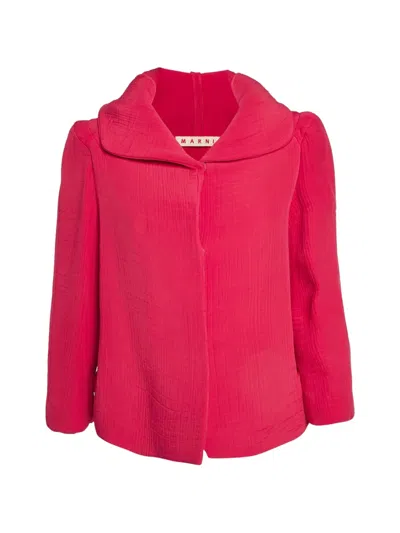 Pre-owned Marni Crinkle Hooded Jacket In Pink