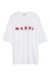 Marni Crinkle Logo Cotton Graphic T-shirt In Lily/ White