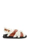 Marni Criss-cross Sandal With 2.5 Cm Rubber Sole In Buff