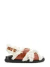 Marni Criss-cross Sandal With 2.5 Cm Rubber Sole In Tan