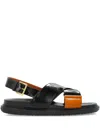 Marni Fussbett Two-tone Leather Slingback Sandals In Black