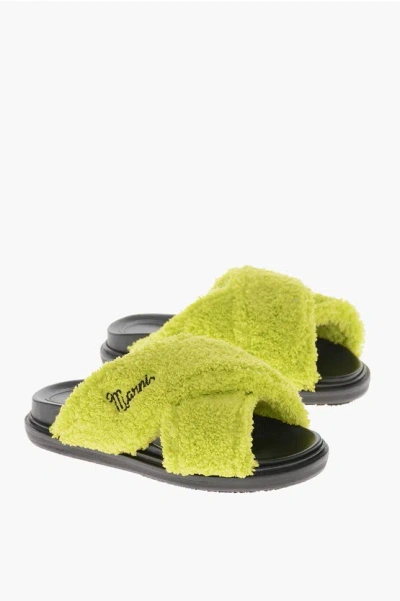 Marni Criss-cross Sponge Sandals With Rubber Sole In Green