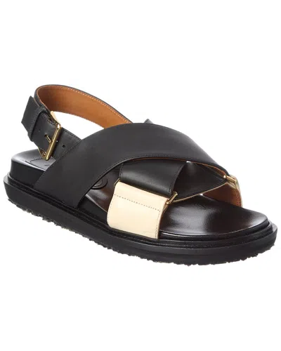 Marni Crisscross Fussbet Leather Sandal In Multi