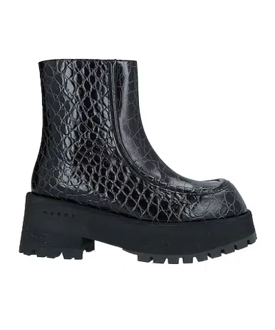 Marni Croc Print Platform Boots In Black
