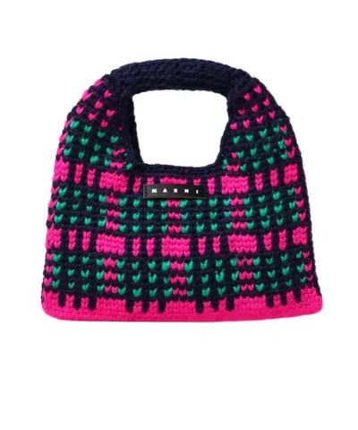 Marni Crochet-knit Shoulder Bag In Black