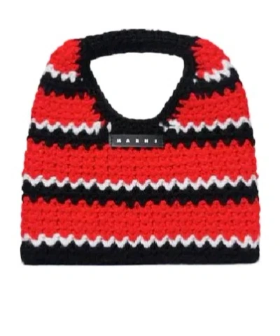 Marni Crochet-knit Shoulder Bag In Red
